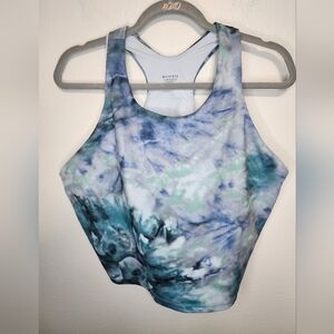 Athleta Conscious Blue Green White Tie Dye Crop A-C Sports Bra 2xl